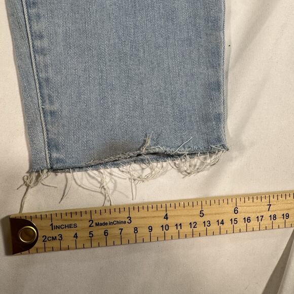 PAIGE Straight Distressed Denim light Blue Jeans 32 Stretch - Picture 5 of 7